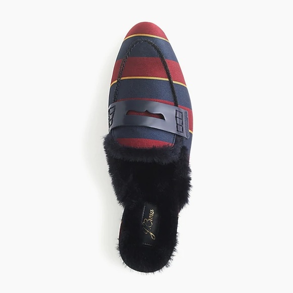 🌹Faux fur Academy Penny Loafer Mule in stripe - Picture 2 of 4
